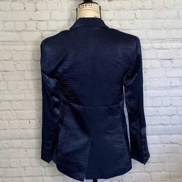 Capulet Navy Blue Satin Boyfriend Blazer NWT Sz M - Picture 2 of 12